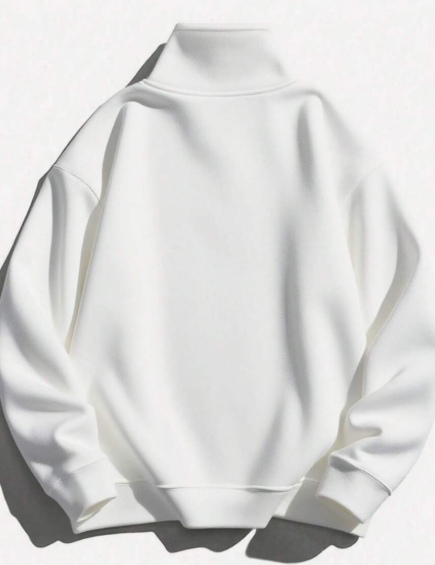 WHITE - Men’s Classic Half-Zip Fleece Hoodie — Clean Look, All-Season Comfort