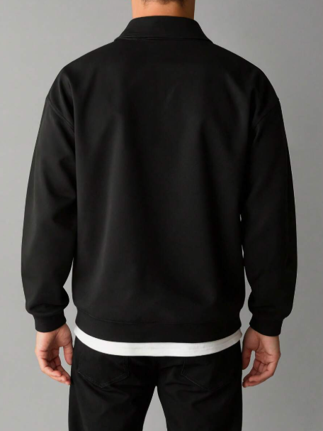BLACK - Men’s Classic Half-Zip Fleece Hoodie — Clean Look, All-Season Comfort