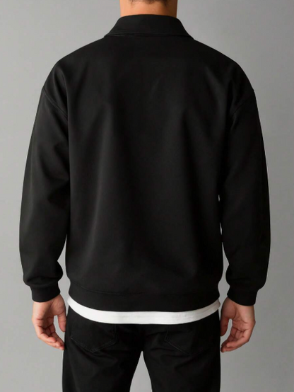 BLACK - Men’s Classic Half-Zip Fleece Hoodie — Clean Look, All-Season Comfort